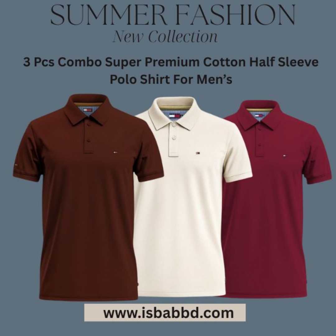 3,Pcs,Combo,Super,Premium,Cotton,Half,Sleeve,Polo,Shirt,For,Men
